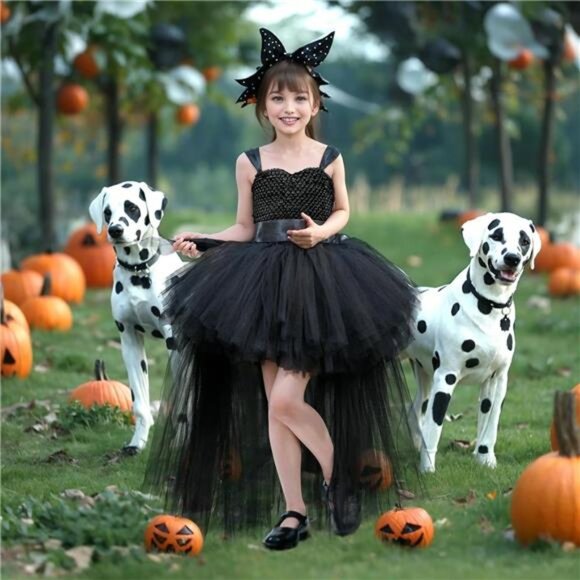 Black Tutu Dress for Girls Tulle‎ Dresses Halloween Fairy Dress for Kids Toddler - Picture 6 of 6